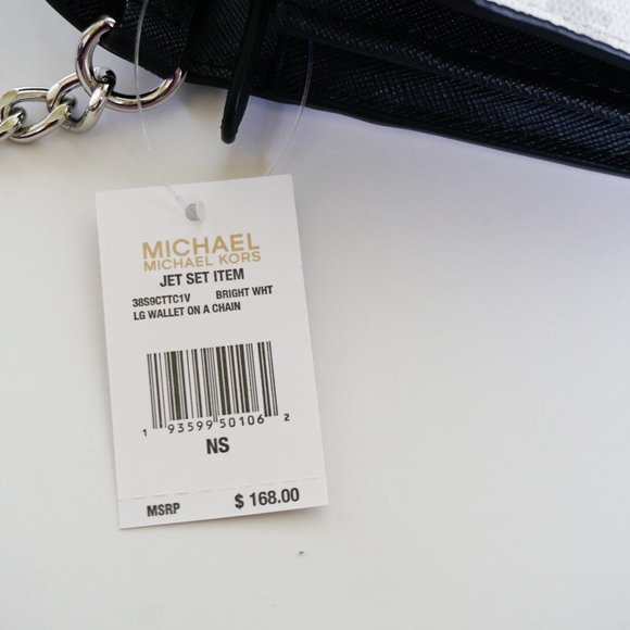 Michael Kors Jet Set WOC Xbody Bag MK White Black - Picture 10 of 11